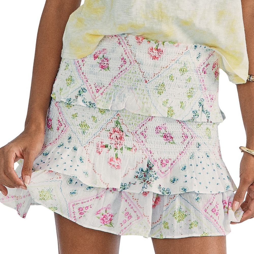 LOVESHACKFANCY | Love Shack Fancy, Sicily Smocked Mini Skirt, XS